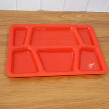 Plastic Multi-Compartment Rectangular Meal Serving Tray / Plate (1 Pc / Red)