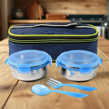 Bite Lunch Box, with Insulated Fabric Lunch Bag & Plastic Spoon, Fork - jamol.co.in